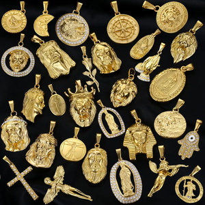 Ciondolo tridente alla moda 60 + stile oro placcato 18K gioielli in acciaio inox impermeabile croce collana per donna uomo - Product Image 6