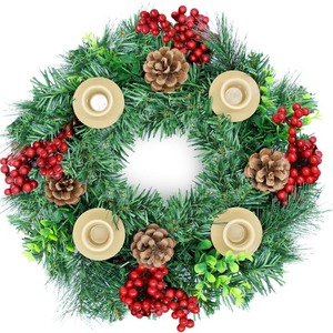 Corona Navideña LANJO con Portavelas, Corona Artificial de Adviento, Centro de Mesa Festivo, Ideal para Reuniones y Eventos Navideños - Product Image 6