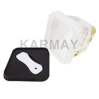 Pot carré en plastique noir de 150 ml pour yaourt, crème fraîche ou crème vanille, avec cuillère intégrée