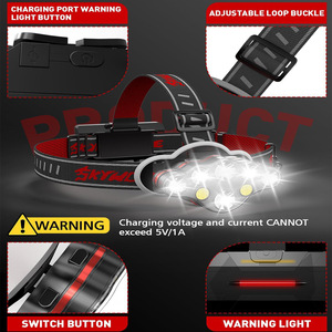 Lampe frontale Skywolfeye 8LED COB rechargeable, étanche, pour camping, pêche et activités de plein air - Product Image 4