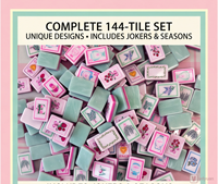 Tuiles de Mahjong américaines en acrylique double, vert menthe et rose, de luxe, modernes, portables, avec motif floral vintage dessiné à la main et imprimé botanique
