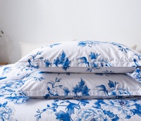 Parure de lit 3 pièces en coton égyptien 100% imprimé floral, style européen et américain, taille King, avec rideaux, 300 fils/cm², satiné