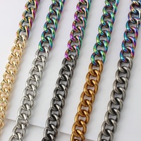 Nolvo World 50cm arc-en-ciel 50cm or argent 13mm aluminium chaîne à boucle ronde métal nouvelle sangle de sac de remplacement