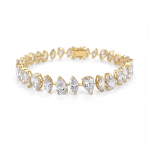 สร้อยข้อมือเพชรทรงลูกแพร์และทรงมาร์คีส์ - ทอง 9k, 14k, 18k - Product Image 3