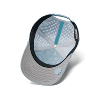 Casquette de baseball sport imperméable personnalisée à 5 panneaux, découpe laser, trous perforés, logo brodé 3D, séchage rapide, mode cycliste