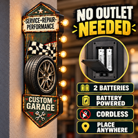 Enseigne lumineuse LED en métal personnalisée pour garage, style vintage, pour atelier de réparation automobile, garage de course, décoration murale