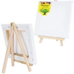 Mini paneles de lona con soporte de exhibición de madera de pino pequeño Juego de caballetes de lona para pintura acrílica al óleo - Product Image 1