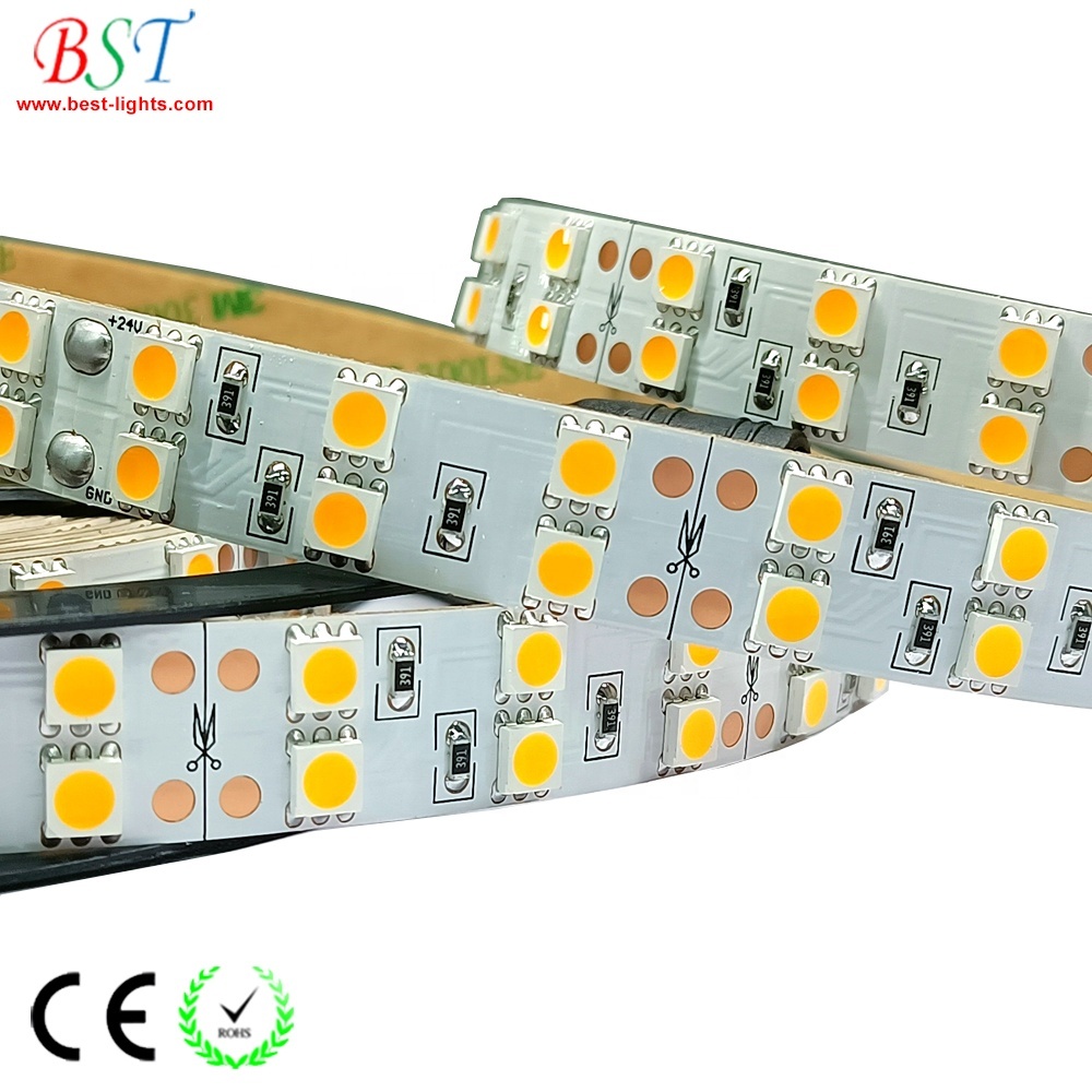 DC12V 24 Volts DC SMD5050 Soft Warm White LED Tape Light 120 LED/M Double Row 600LEDs SMD 5050 LED Flexible Strip Lighting