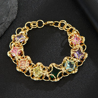 Bracelet tressé fait main en zircon coloré 5A pour femme, plaqué or, multicolore, vintage, bijoux de luxe, cadeau