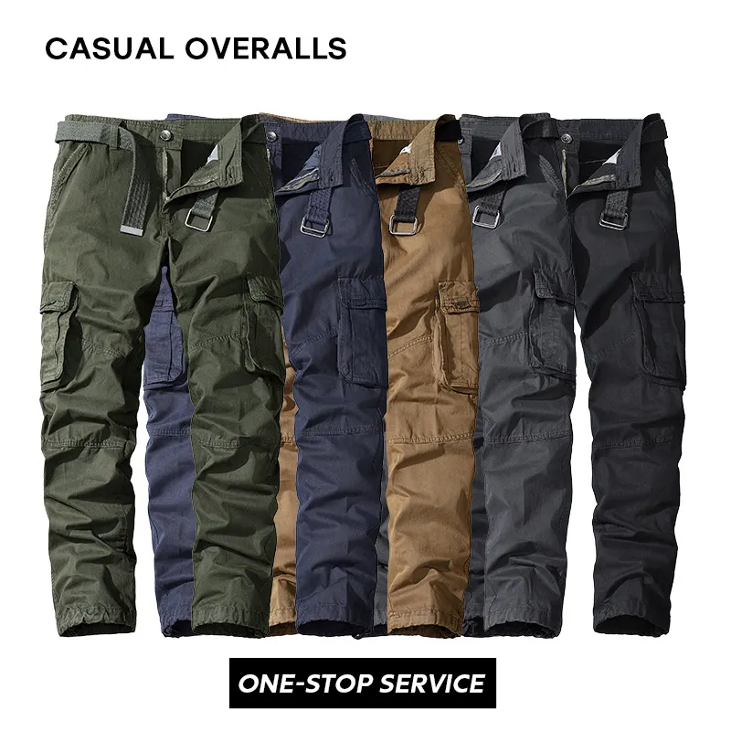 Manufacturer Wholesale Sport Cargo Men Running Casual Leisure Tactical Trousers Multi Pockets Washed Blank Jogger Track Pants