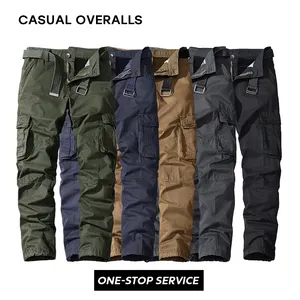 Manufacturer Wholesale Sport Cargo Men Running Casual Leisure Tactical Trousers Multi Pockets Washed Blank Jogger Track Pants