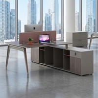 Poste de travail de bureau moderne en forme de L avec cloison, bureau informatique de luxe pour cadre, ensemble de mobilier de bureau en gros