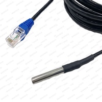 Kabel PTFE Tahan Air Sensor Suhu DS18B20 dengan Steker RJ45 untuk Pemantauan Lingkungan Laboratorium dan Pertanian