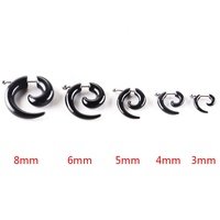 Bouchons d'oreilles en spirale pour garçons, clous d'oreilles en acier inoxydable acrylique noir