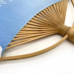 Logo personalizzato doppio stampa di bambù artigianato Fan annunci commerciali mano mano panno ventilatore per la decorazione di nozze Mariage bambù Fan