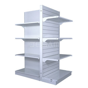 Étagère de stockage d'affichage de gondole de Slatwall de supermarché 30X60 H1810 * W900 * D900mm support en métal démonté léger blanc - Product Image 4