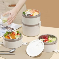 Boîte à lunch/snack thermique en acier inoxydable empilable, boîte à bento/contenant alimentaire isolé à 3 niveaux avec sac à lunch pour l'école