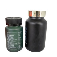 Vente en gros 100ml 150ml Bouteille de capsule de supplément de pilule de médecine pharmaceutique en verre givré vert noir avec couvercle en aluminium