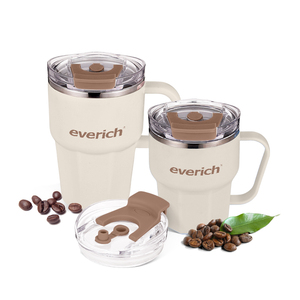 Mug à café antidérapant 360 ml 600 ml <span class=keywords><strong>en</strong></span> acier inoxydable 304 avec poignée et couvercle <span class=keywords><strong>2</strong></span> <span class=keywords><strong>en</strong></span> 1, surface personnalisable pour boissons chaudes/froides, idéal comme cadeau - Product Image 1
