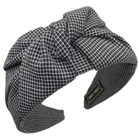 Retro Neues Kariertes Damen-Haarband für Schulanfang & Hochzeit Handgefertigtes Stoffmaterial Breiter Rand Pressdesign