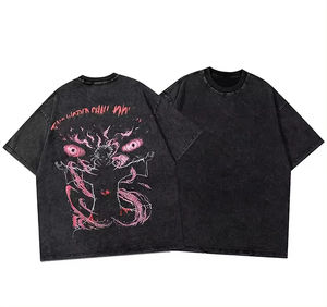 Nueva camiseta con patrón de gran tamaño súper resistente, camiseta Vintage de lavado ácido con LOGO personalizado de Color sólido - Product Image 3