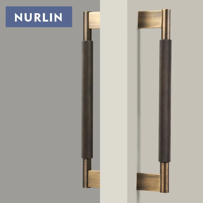Nurlin ประตูทองเหลืองทึบคู่ด้านเดียวข้ามกุทัณฑ์ตู้เย็นเครื่องใช้ไฟฟ้าตู้เสื้อผ้าดึงบาร์ประตูไม้ประตูกระจก