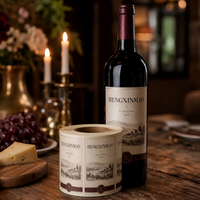Étiquettes personnalisées pour bouteilles de vin, impression UV, dorure à chaud, gaufrage, papier texturé premium, étiquettes avant, arrière et pour le col, pour vin rouge
