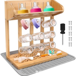 Bamboo Baby <b>Bottle</b> <b>Drying</b> <b>Rack</b> 4 Layers Desktop Drain <b>Rack</b> For Kitchen Countertop Storage - Product Image 2