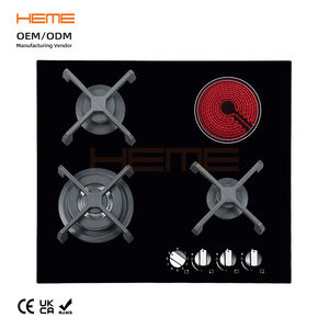 Plaques de cuisson multiples Céramique noire Verre à gaz et plaque vitrocéramique 4 brûleurs Cuisinière électrique à gaz - Product Image 1