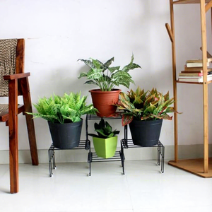 Modern Metal <b>Plant</b> Rack With 4 <b>Pots</b> For Indoor Desktop Use Minimalist Design Powder Coated Finish - Product Image 6