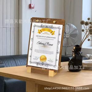 Soporte de mesa de madera para restaurante, menú de madera maciza, carta de vinos, marco para certificado de honor, expositor de certificados de autorización - Product Image 2