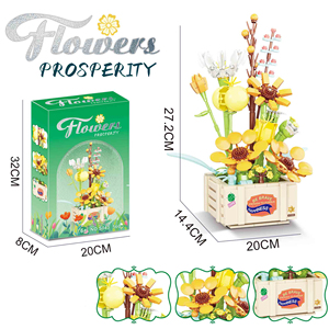 Blocchi di Costruzione in Plastica ABS Fai-da-Te, <span class=keywords><strong>Puzzle</strong></span> 3D, Kit Giocattolo Modello Fiore, Regalo di San Valentino, Fiore Eterno Immortale in Vaso - Product Image 2