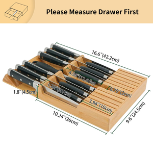 In-<b>drawer</b> Knife Block Bamboo <b>Kitchen</b> 16 Knifes <b>Drawer</b> <b>Organizer</b> - Product Image 2