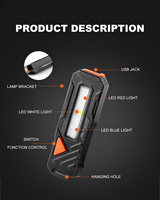Feu arrière de sécurité LED clignotant rouge et bleu, étanche IP63, rechargeable par USB, avec clip, pour la course et la marche