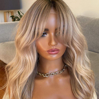 Perruques ondulées blond cendré foncé avec mèches, perruques brésiliennes en cheveux humains vierges avec fermeture frontale en dentelle 13x4, pré-épilées, sans colle