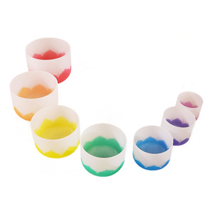 Ensemble de bols chantants en cristal de quartz givré à motif de lotus chakra, 7 couleurs, bol sonore de guérison, méditation, yoga, thérapie sonore, cristal - Product Image 1
