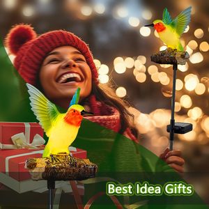 Luci Solari a Forma di Colibrì per Esterni, Impermeabili, con Suono Simulato e Luce Pulsante, Statua Decorativa da Giardino con Illuminazione - Product Image 5