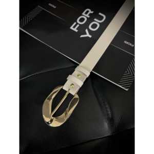 Fiori Asymmetric <b>Gold</b> Buckle Women's Leather <b>Belt</b> Casual Style Standard Fit - Product Image 2