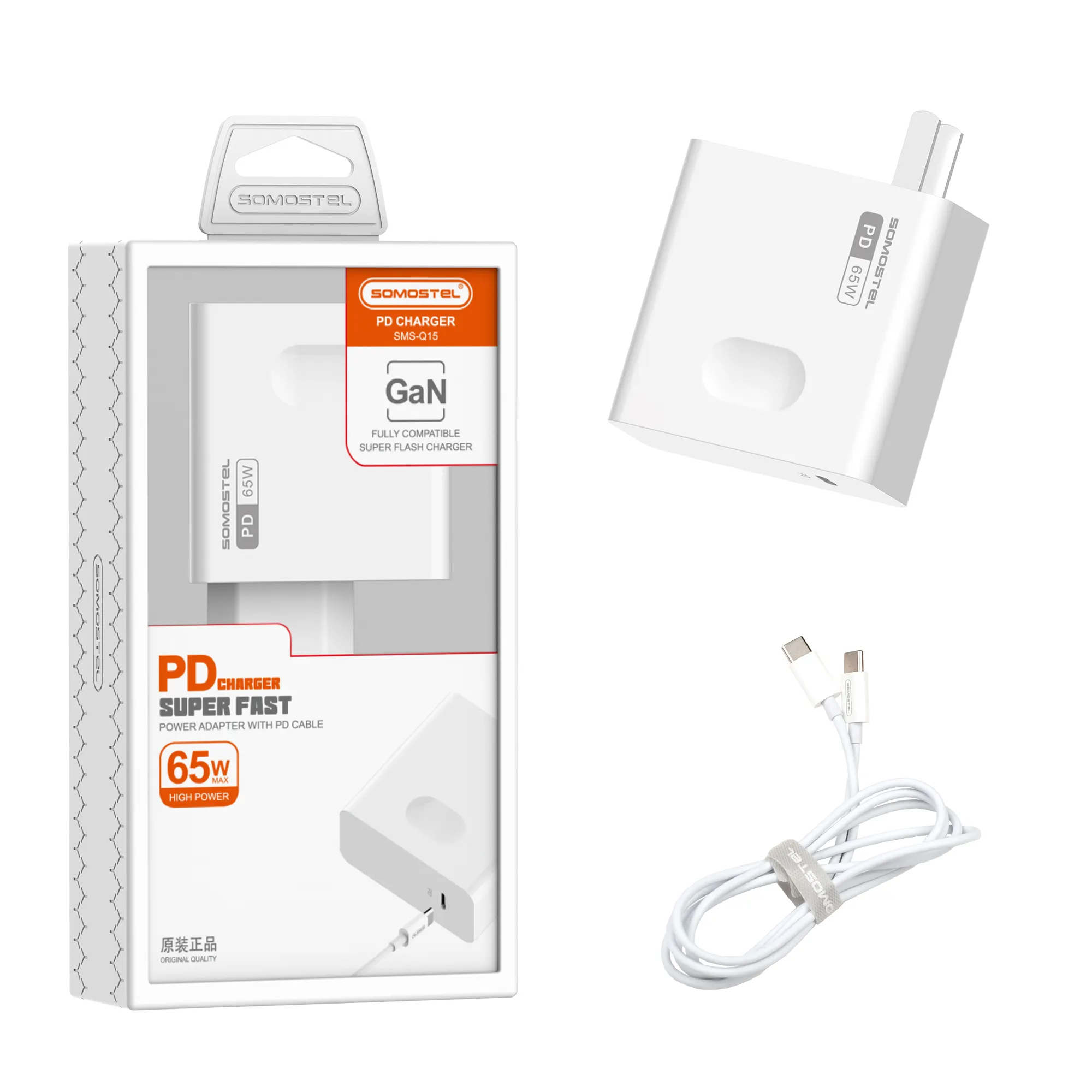 Somostel Q15 EU US PD 65 W Schnellladegerät typ c Datenkabel Reiseadapter für iPhone