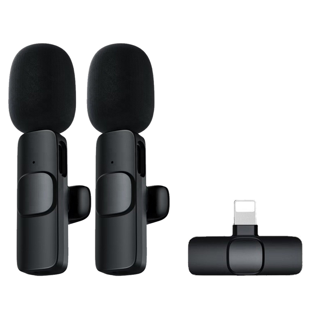 Jingying K9 Video Recording Interview Live Streaming Cancellation Omnidirectional Wireless Lavalier Microphone for iPhone iPad