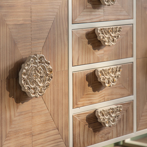 Chất lượng cao tủ bếp Retro thiết kế cửa kính giọng rắn tủ gỗ với ngăn kéo tủ phòng khách hiện đại - Product Image 4