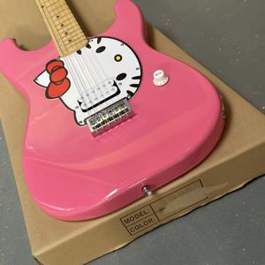 Guitare rose Guitare chinoise bon marché Guitare électrique rose avec corps motif chat Expédition rapide - Product Image 3