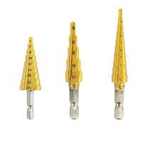 Jeu de 3 forets étagés HSS à rainure droite, revêtement titane, 3-12mm et 4-12mm, pour le perçage du bois et du métal