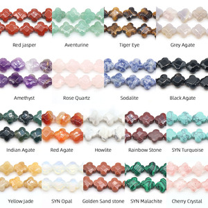 Großhandel Lose Perlen Diy Schmuck Zubehör Naturstein 11-13mm Facettierter Edelstein Vier blättriges Kleeblatt Blumen perlen - Product Image 2