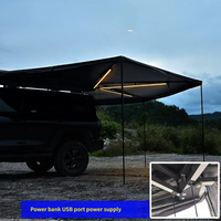 Auvent double couche quatre saisons 270° avec éclairage LED, autoportant, pour côté de voiture, ouverture rapide, en alliage d'aluminium, UPF50+, 2000-3000mm