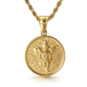 Collier Pendentif Hip Hop Vintage Punk Ange <span class=keywords><strong>Cupidon</strong></span> en Acier Inoxydable 316L Étanche PVD, Bijoux de Mode pour Hommes, Vente en Gros - Product Image 6