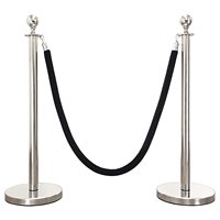 Poteaux de guidage VIP en acier avec dessus sphérique décoratif et cordons en velours pour événements, salons automobiles et tapis rouge