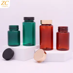 Ready In Stock PET 80ml 100ml 120ml 150ml Green Amber Wide Neck Plastic Pill Capsule Bottle Medicine Bottle With Screw Cap