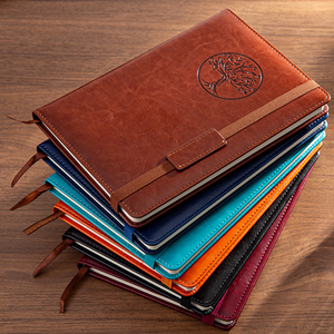 สมุดบันทึกการประชุมธุรกิจแบบย้อนยุค ลายต้นไม้ หนังสายรัด A5 - Product Image 1