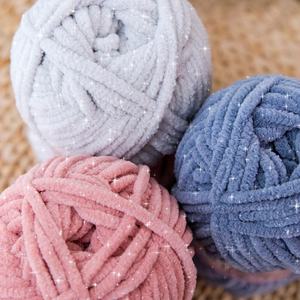 Top Fashion Sparkle Chenille Chunky Fancy Metallic Hilo de tejer a mano para ganchillo - Product Image 3